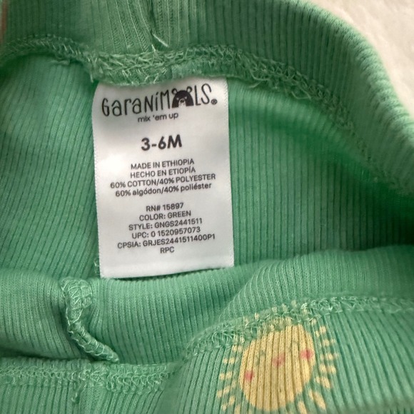 Garanimals Baby Girl Outfit 2 Piece Set 3–6 Months Green Rainbow Ribbed - Picture 3 of 4